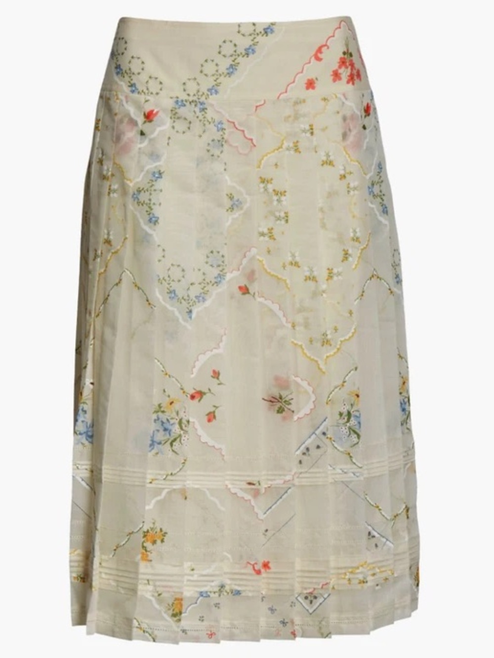 Tory Burch Carmine Skirt Cotton-Silk Blend Size 8 Pleated Feminine Coastal NWT